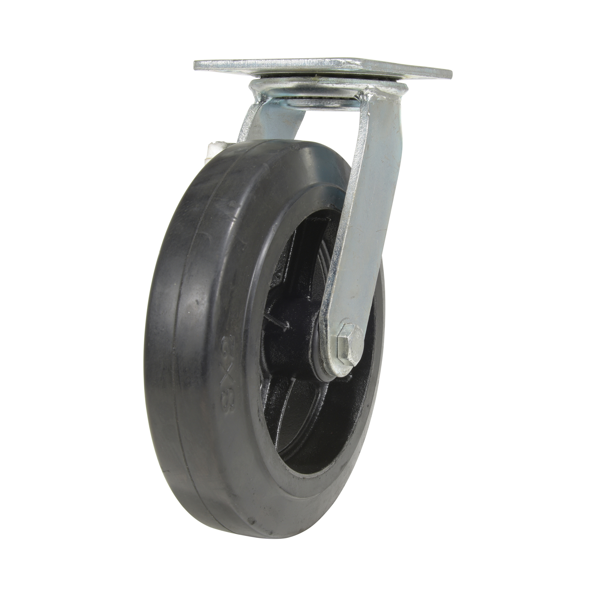 Vestil Rubber Swivel Caster - 8in. x 2in., 551-Lb. Capacity, Aluminum Core, Model# CST-VE-8X2MR-S